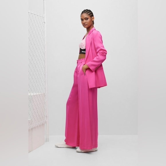 Boss Pants - Boss x Alica Schmidt wide leg pants in pink size 0 women’s